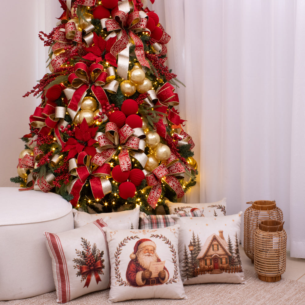 Kit com 3 Capas de Almofada Natalinas – Clássico Noel