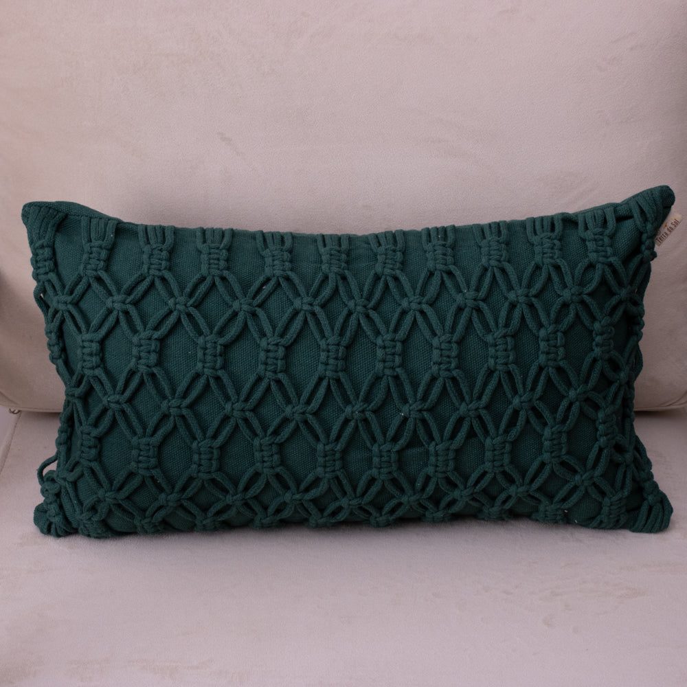 Capa de Almofada Macramê Verde – 30x50 cm
