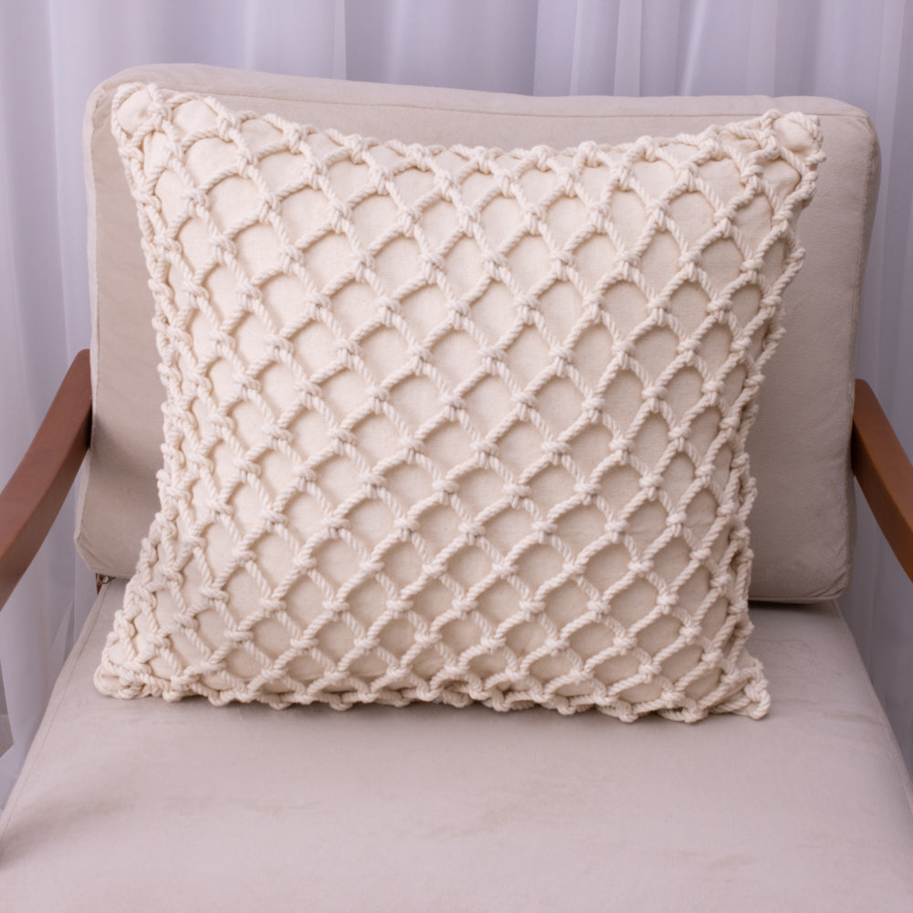 Capa de Almofada Macramê Corda Natural – 50x50 cm