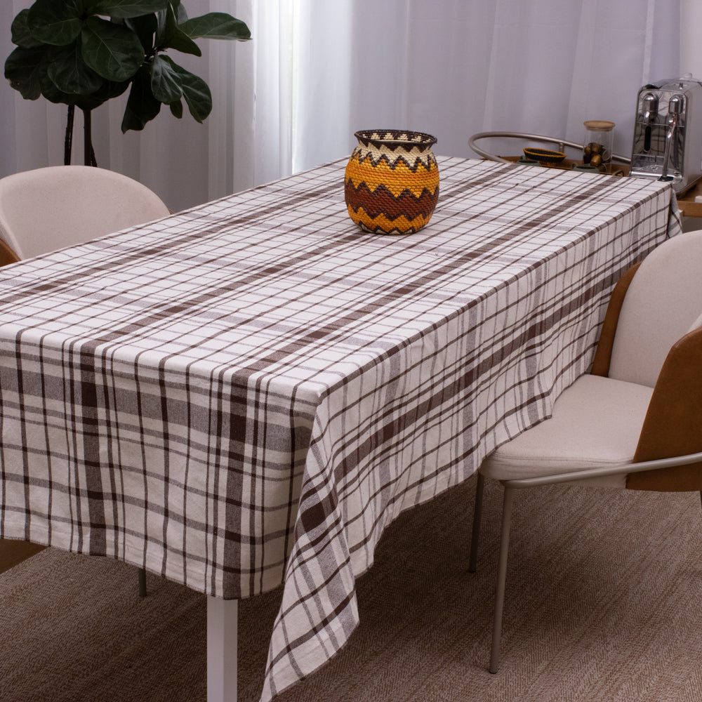 Toalha de Mesa Xadrez 1.40x3.0 m - Marrom
