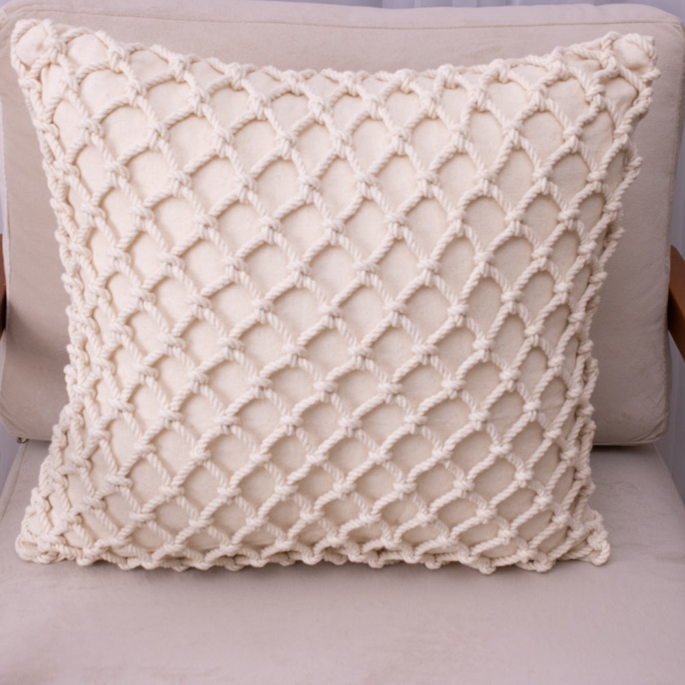 Capa de Almofada Macramê Corda Natural – 50x50 cm