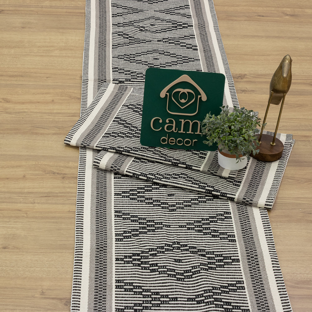 Jogo de Passadeira 3,0M Zurick Zig Zag com 3 peças - Preto e Cinza