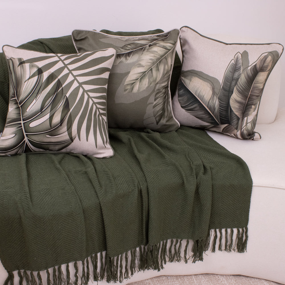Kit com 3 Capas de Almofadas 43x43 - Verde Botanique