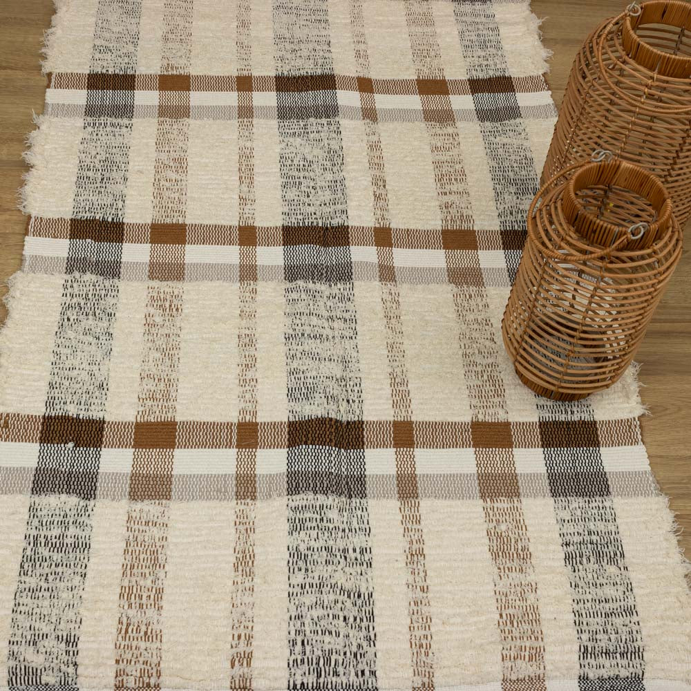 Tapete Beira Xadrez Neutro Elegance 80x150cm