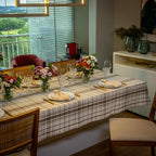 Toalha de Mesa Xadrez  90x90 m - Bege