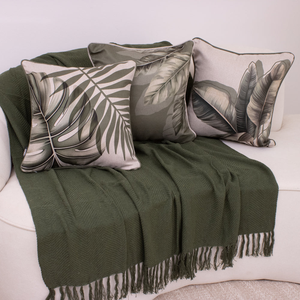 Kit com 3 Capas de Almofadas 43x43 - Verde Botanique