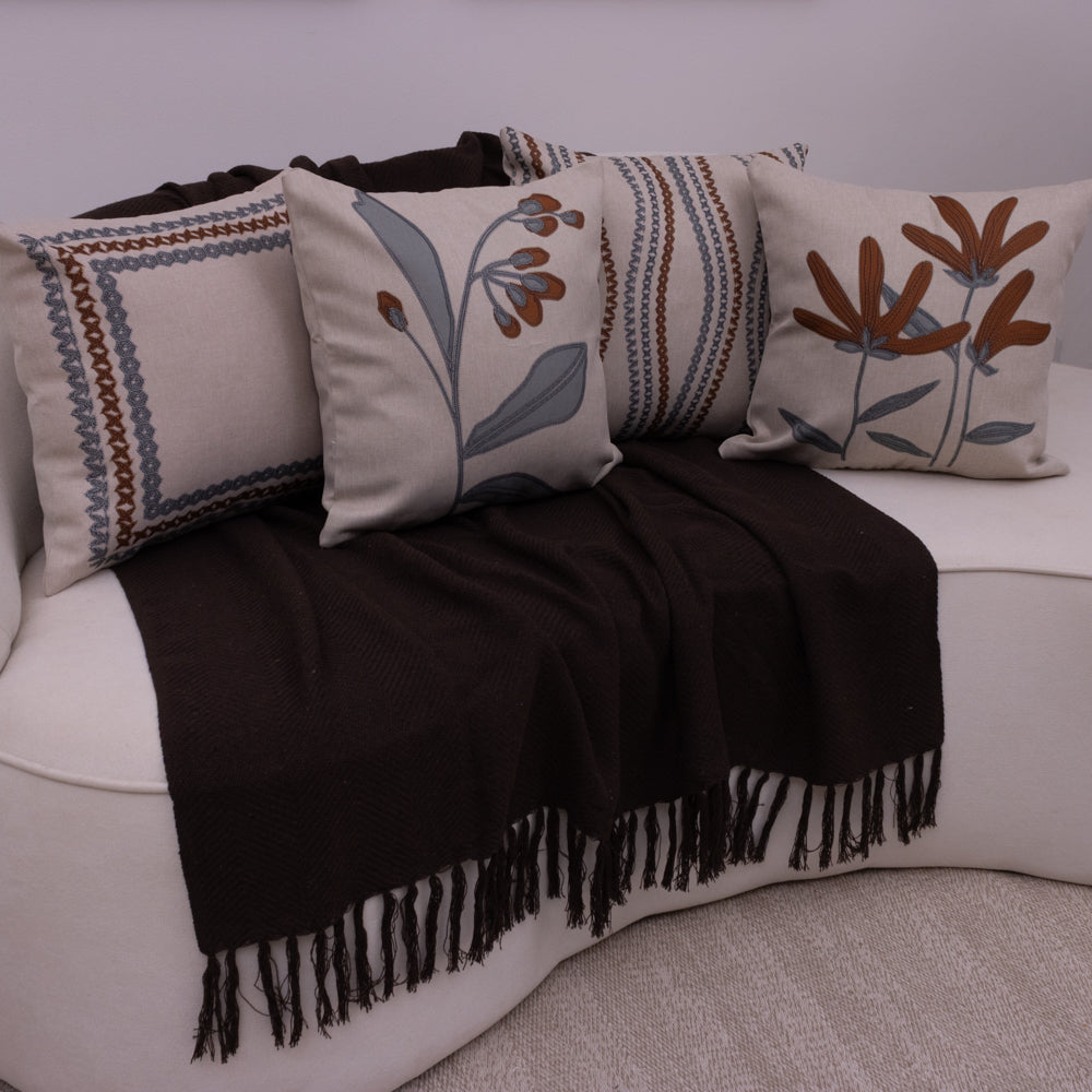 Kit com 4 Capas de Almofadas 43x43 - Botânico Terracota