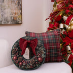 Almofada Guirlanda de Natal com Maxi Laço – 40 cm