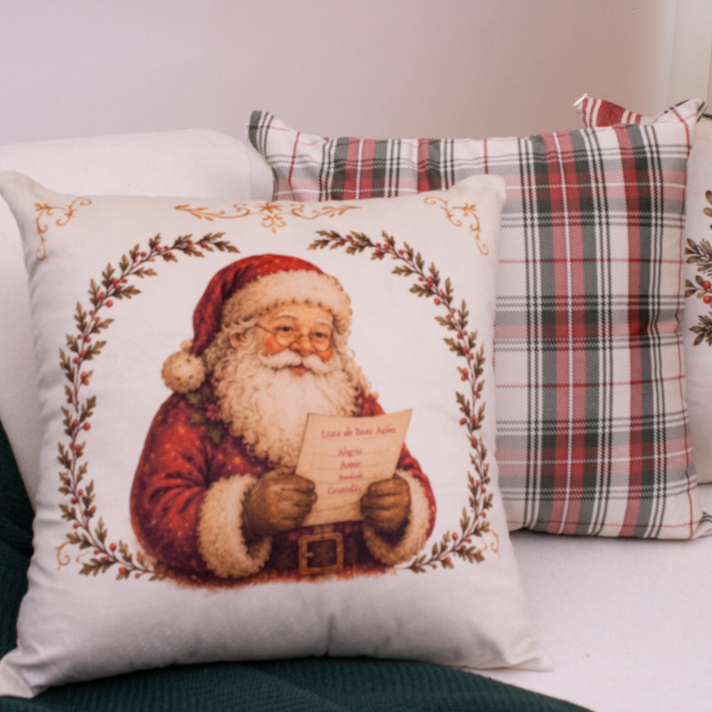 Kit com 3 Capas de Almofada Natalinas – Noel Vintage