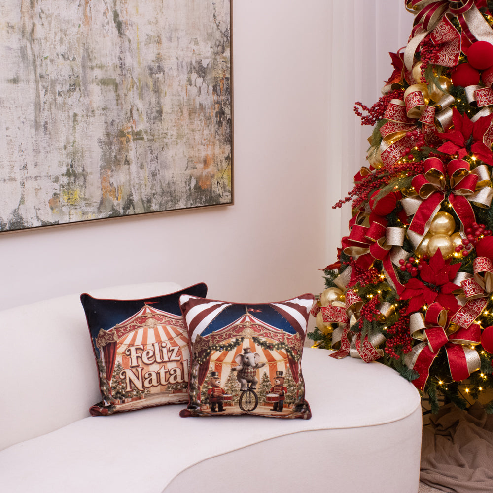 Kit com 2 Capas de Almofada Natalinas – Natal em Cena
