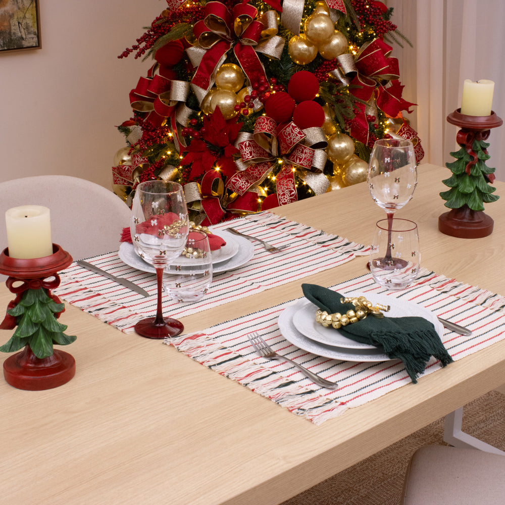 Conjunto de Castiçais Laços de Natal – 2 Peças