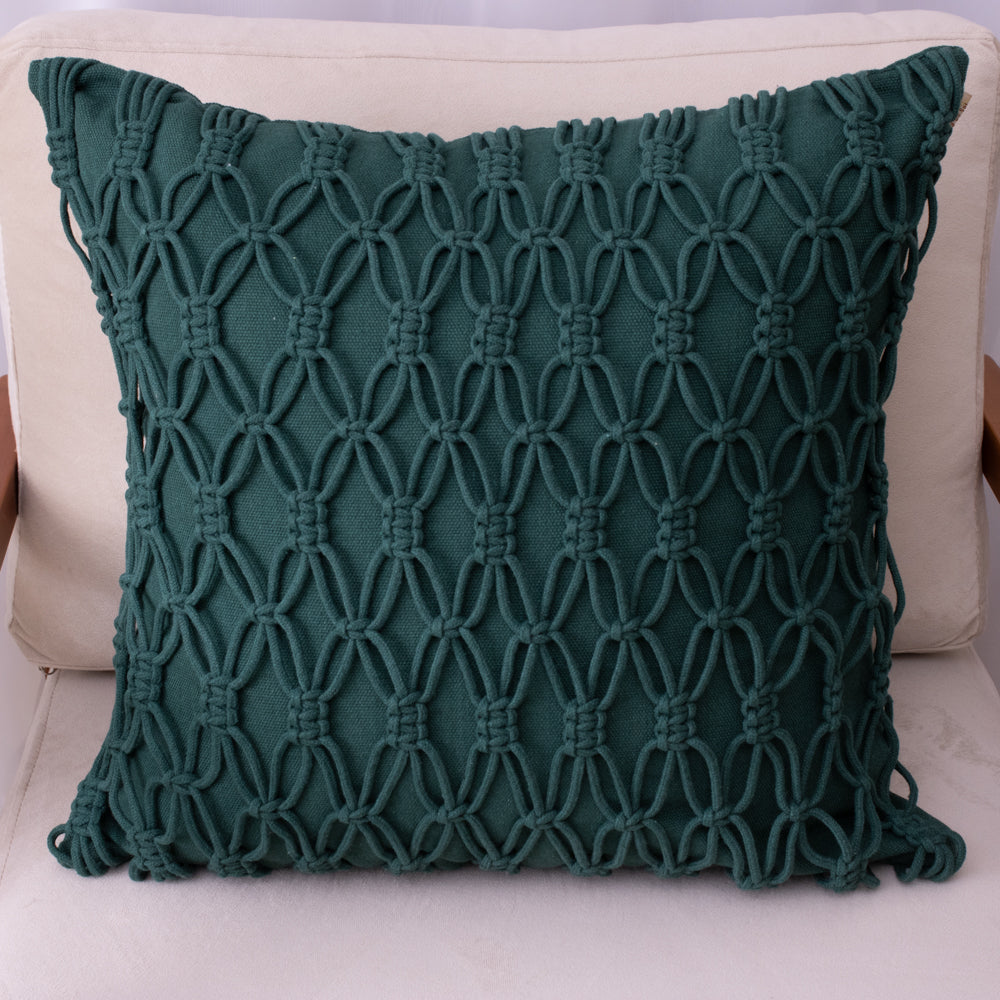 Capa de Almofada Macramê Verde– 50x50 cm