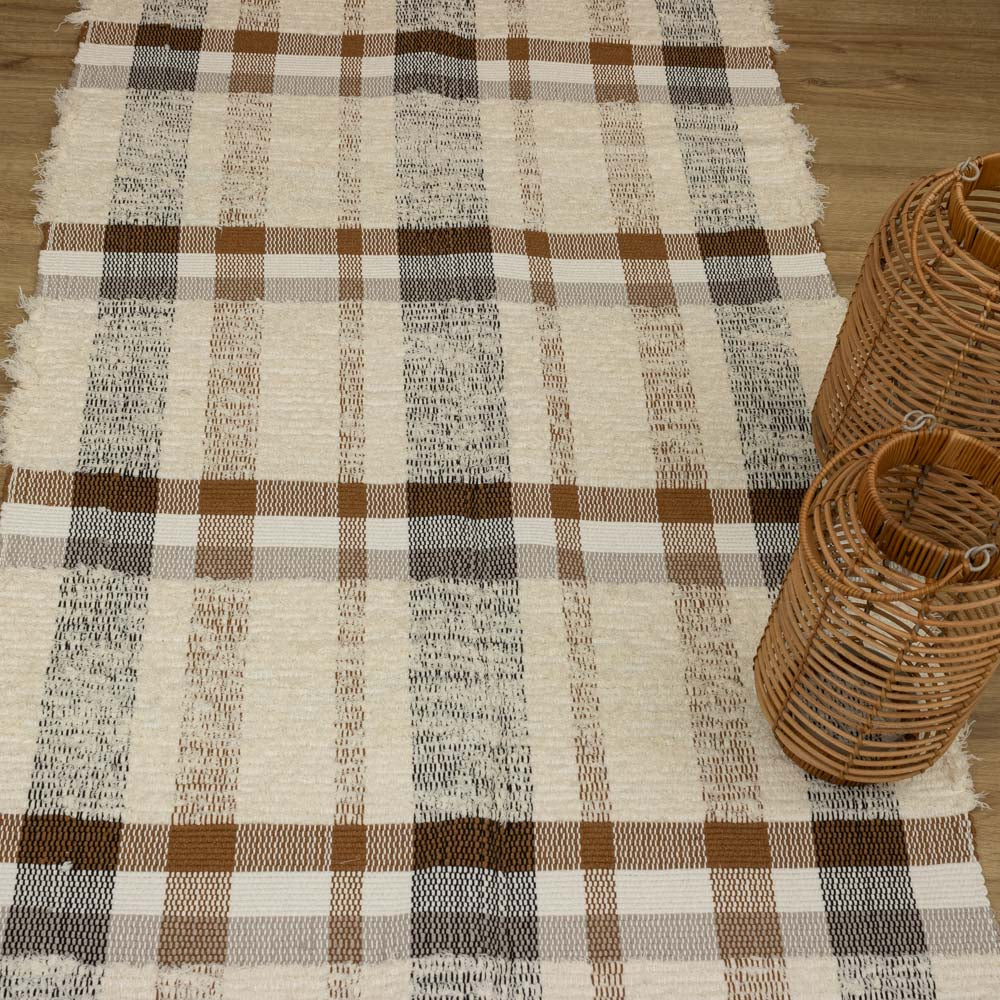 Tapete Beira Xadrez Neutro Elegance 80x150cm