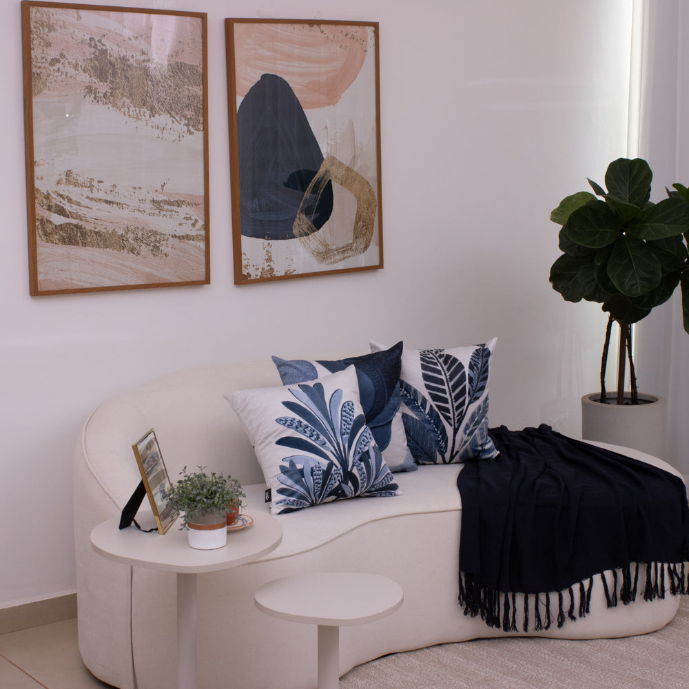 Kit com 3 Capas de Almofadas 43x43 - Azul Botanique Elegance