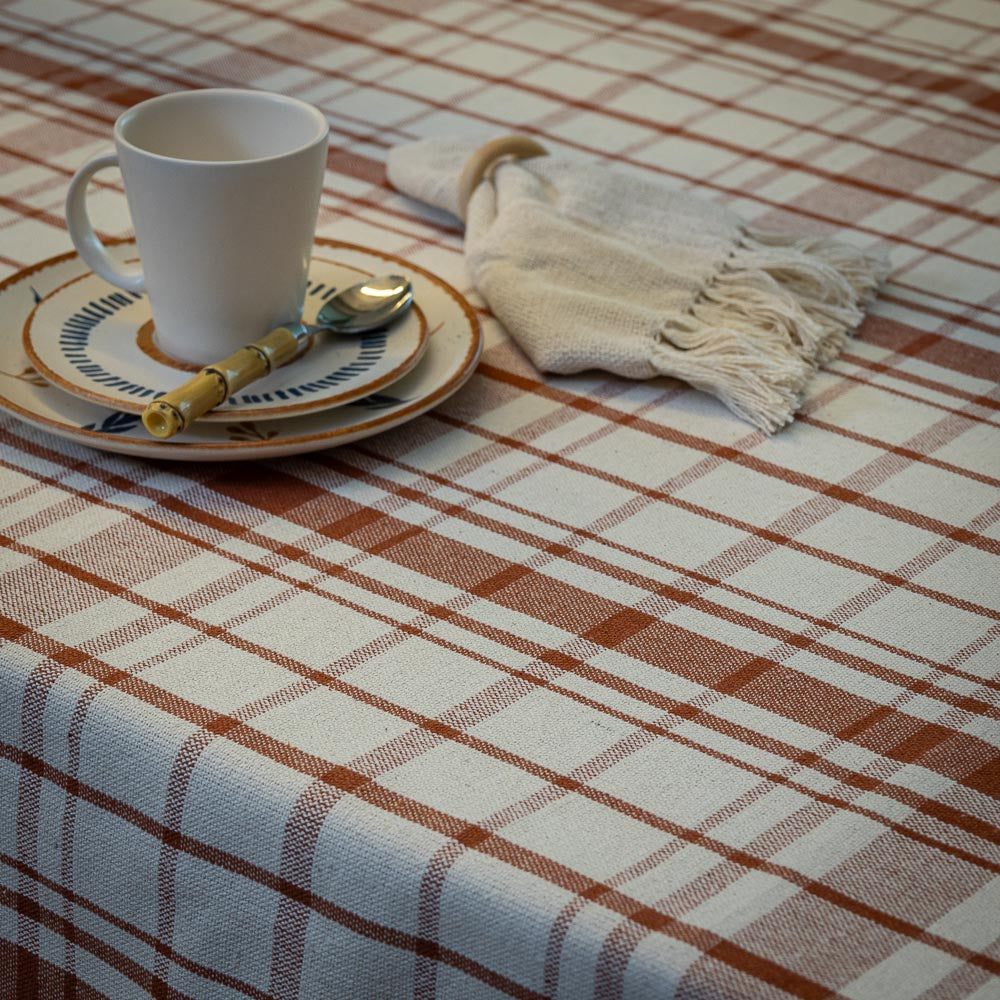 Toalha de Mesa Xadrez 1.40x1.40 m - Terracota