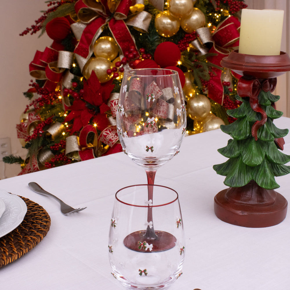 Jogo de Copos Laços de Natal – 4 Peças | 540 ml