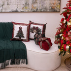 Almofada Presente de Natal Verde com Laço Xadrez