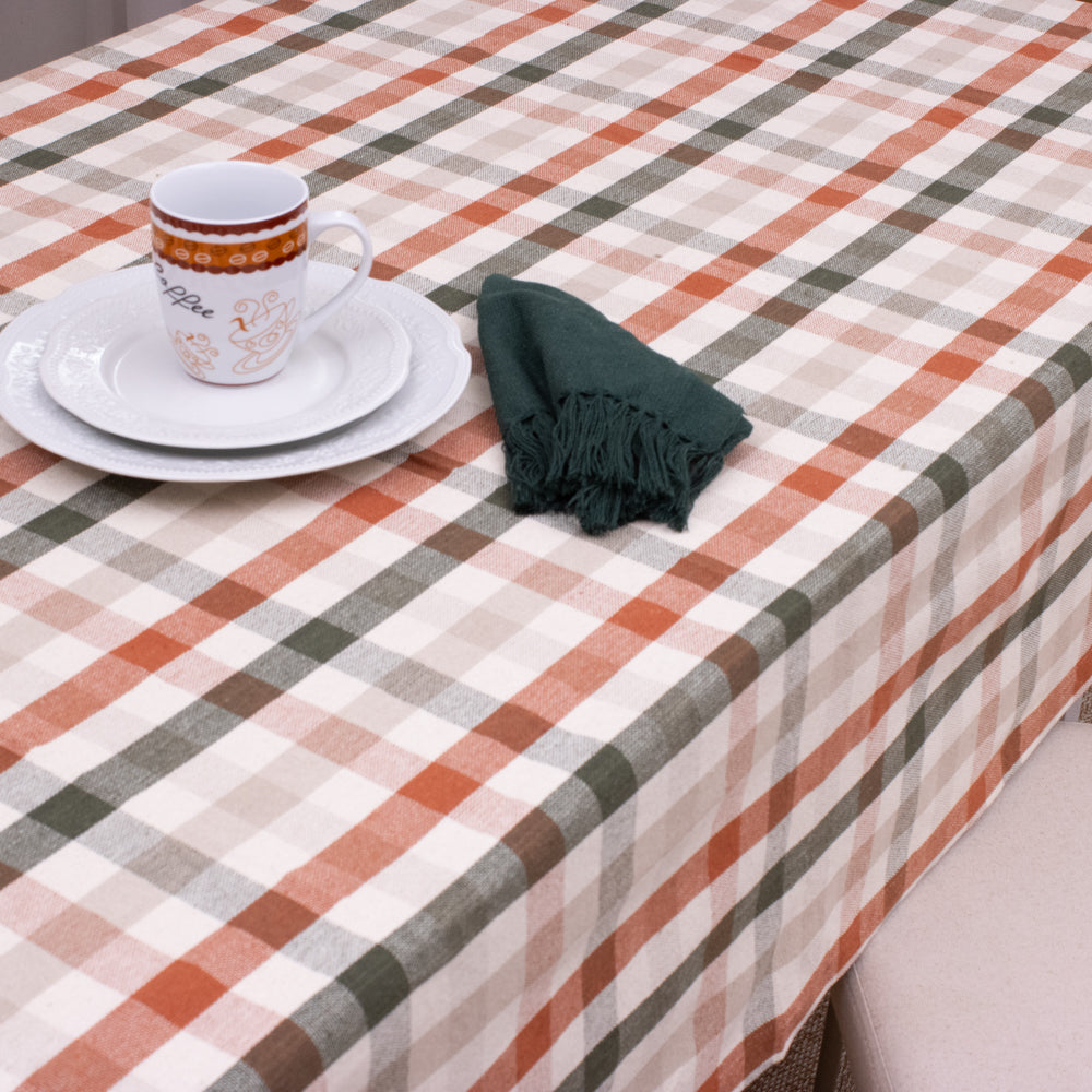 Toalha de Mesa Xadrez  90x90 m - verde e terracota