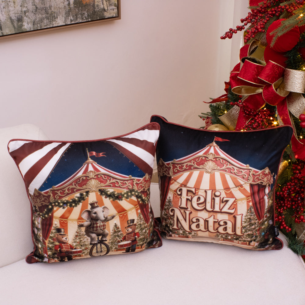 Kit com 2 Capas de Almofada Natalinas – Natal em Cena