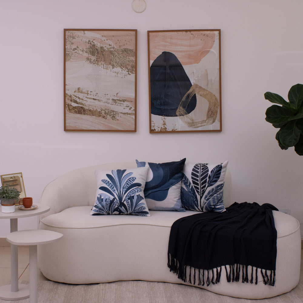 Kit com 3 Capas de Almofadas 43x43 - Azul Botanique Elegance