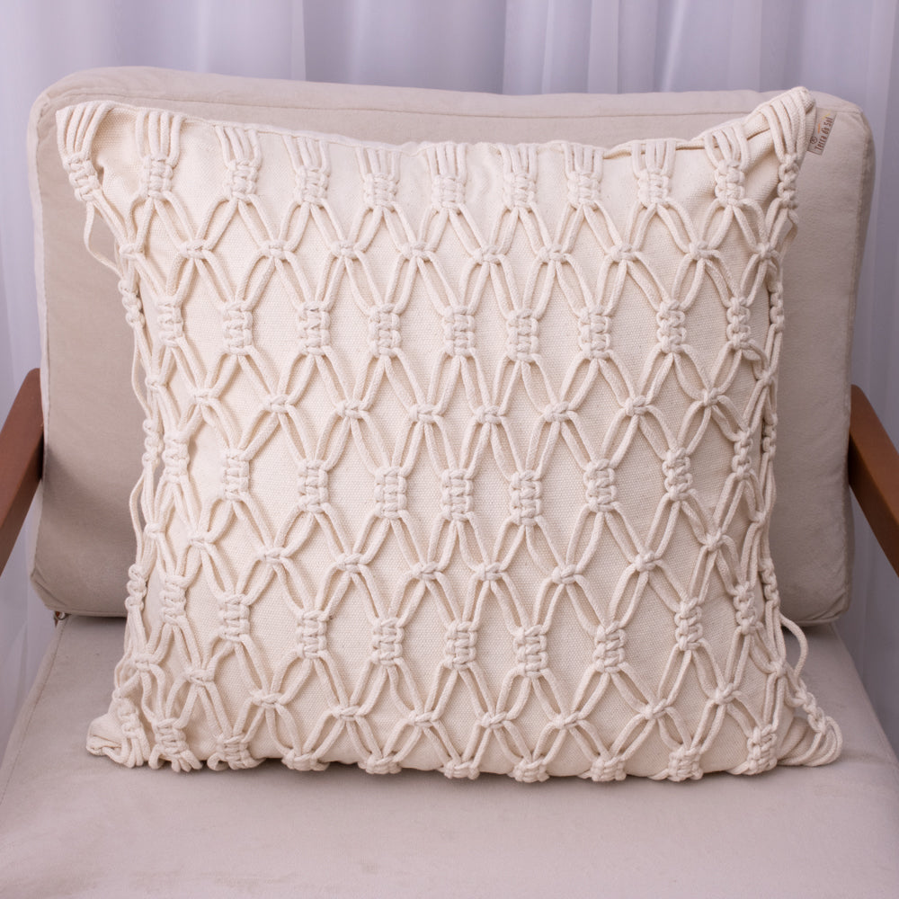Capa de Almofada Macramê Natural – 50x50 cm