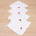 Kit 4 Guardanapos de Mesa Encanto Natalino Branco – Bordado Bengala 40x40cm