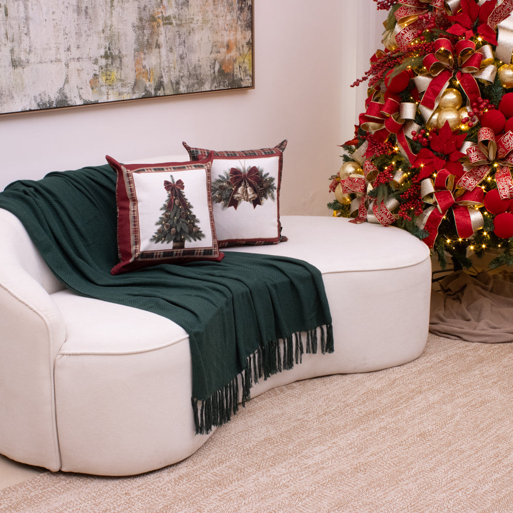 Kit com 2 Capas de Almofada Natalinas – Laços de Natal