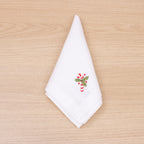 Kit 4 Guardanapos de Mesa Encanto Natalino Branco – Bordado Bengala 40x40cm