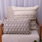 Capa de Almofada Macramê Cinza – 30x50 cm