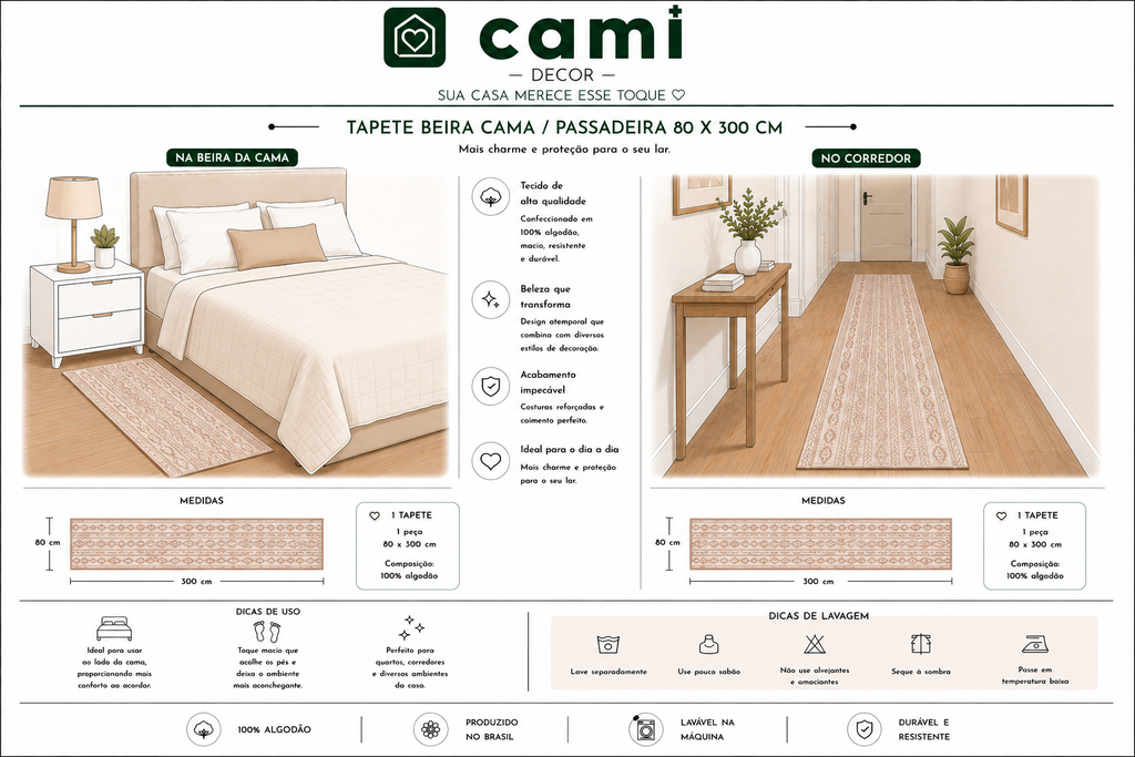 Tapete Beira Cama Maré 80x300 – Azul