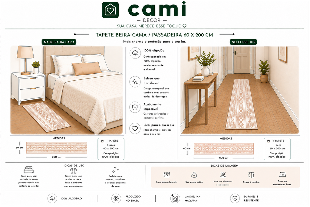 Tapete Beira Cama Duna 60x200 – Cru e Nude