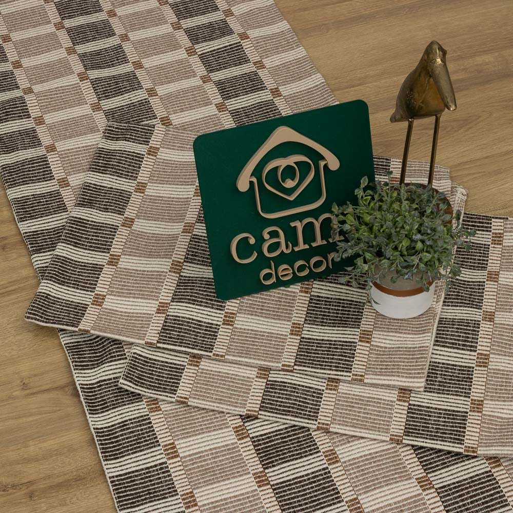 Jogo de Passadeira Zurick Dama com 3 peças - Marrom Claro e Escuro