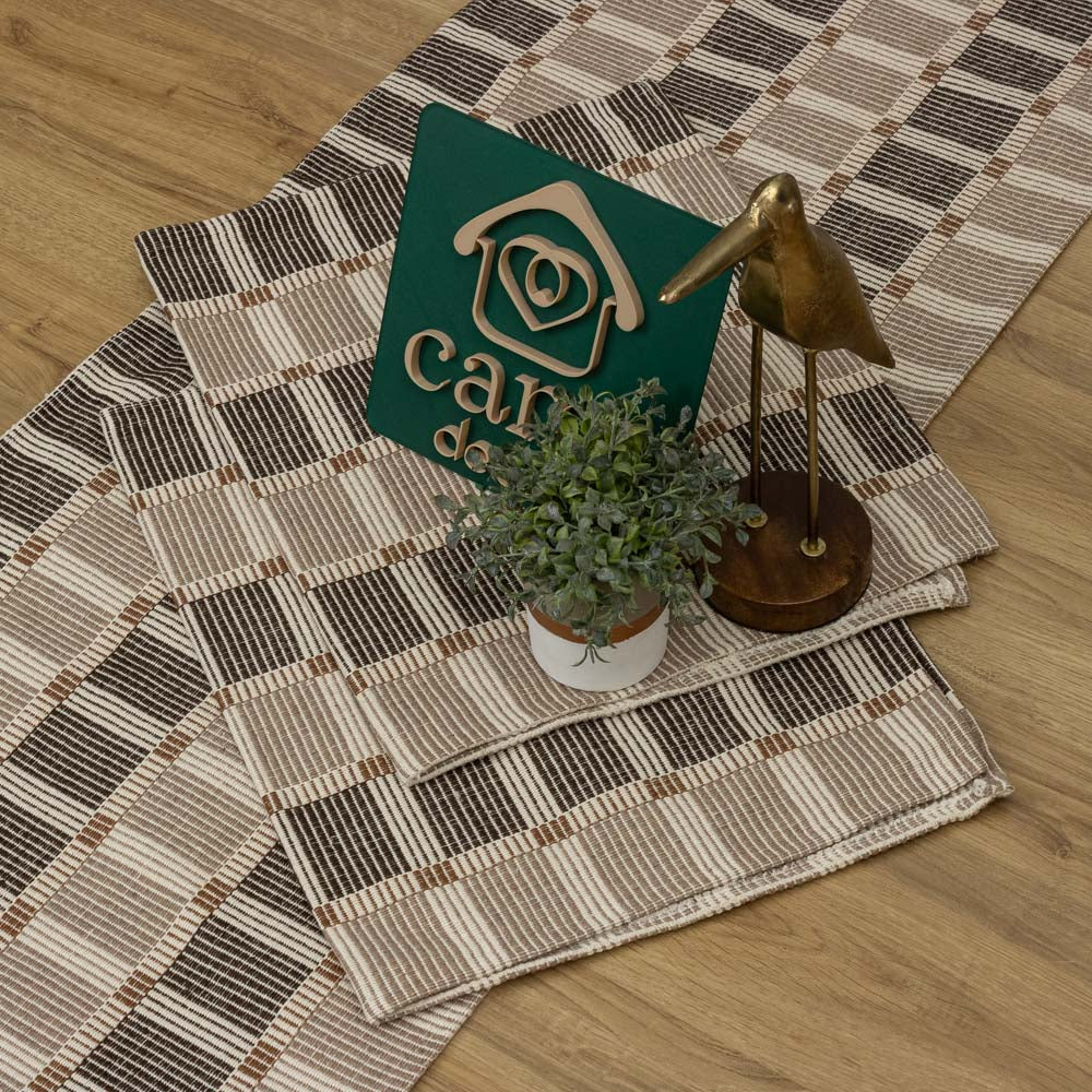 Jogo de Passadeira Zurick Dama com 3 peças - Marrom Claro e Escuro