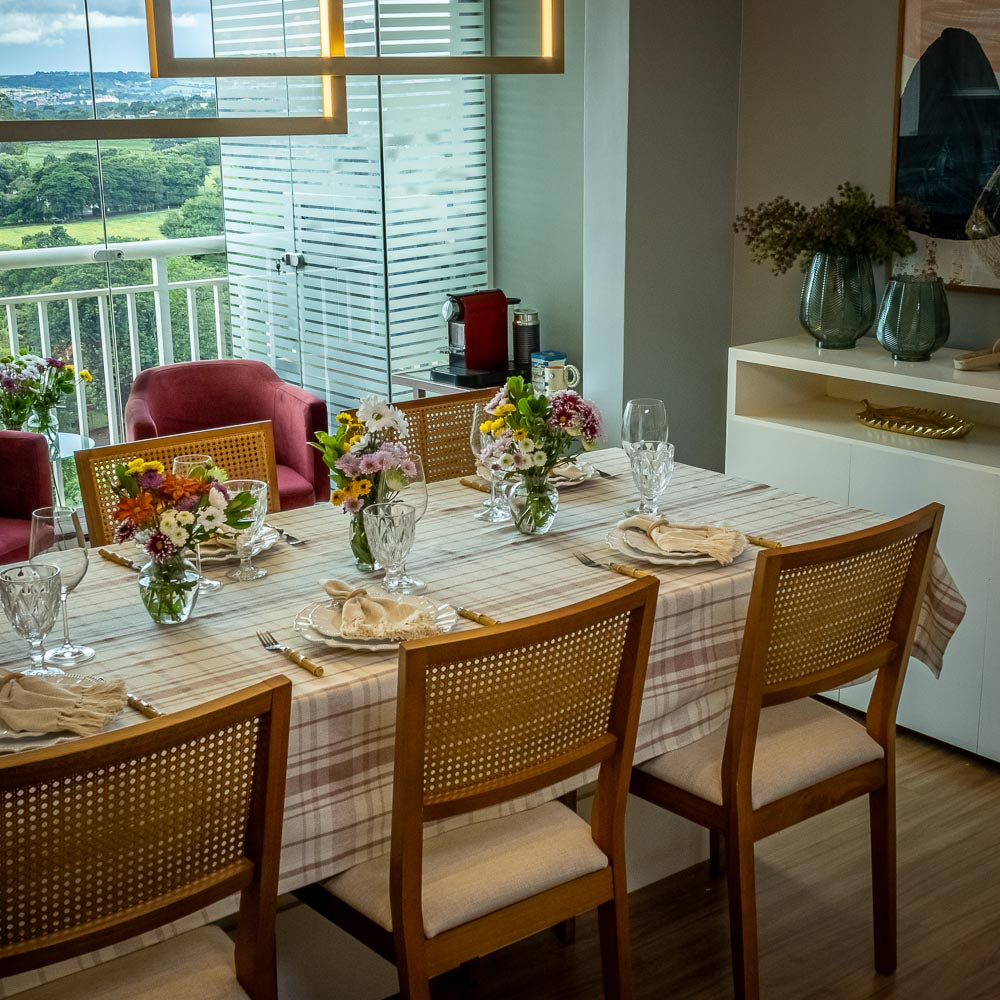 Toalha de Mesa Xadrez 90x90 m - Rosé