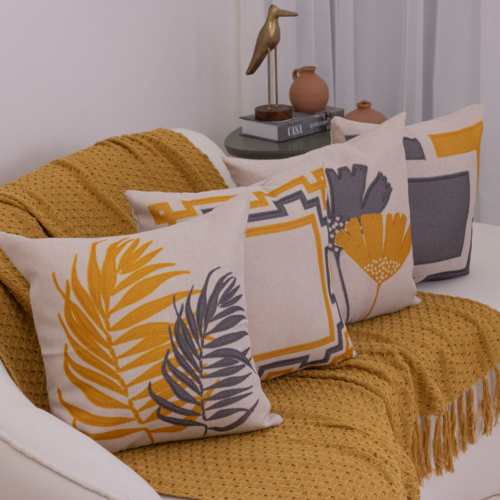 Kit com 4 Capas de Almofadas 43x43 - Linho Geométrico e Floral