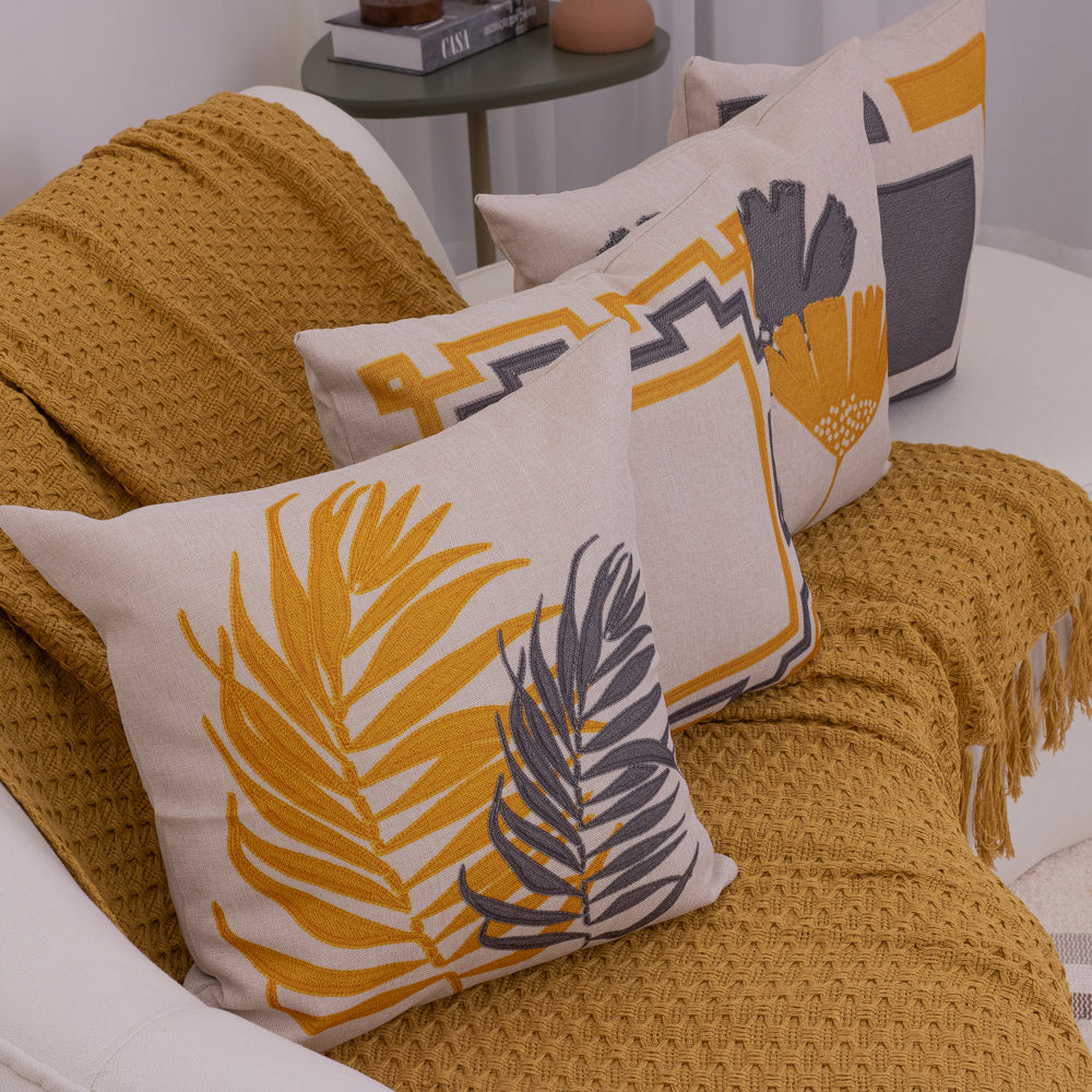 Kit com 4 Capas de Almofadas 43x43 - Linho Geométrico e Floral