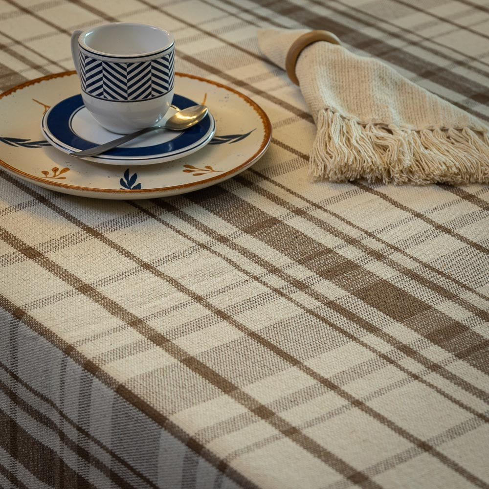 Toalha de Mesa Xadrez 1.40x1.40 m - Bege