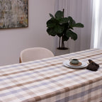Toalha de Mesa Xadrez 1.40x2.50 m - Cinza e Bege