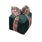Almofada Presente de Natal Verde com Laço Xadrez