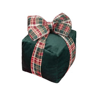 Almofada Presente de Natal Verde com Laço Xadrez