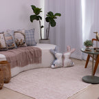 Almofada de Páscoa Formato Coelho com Cordonê Bordado e Pompom - 30x48 cm