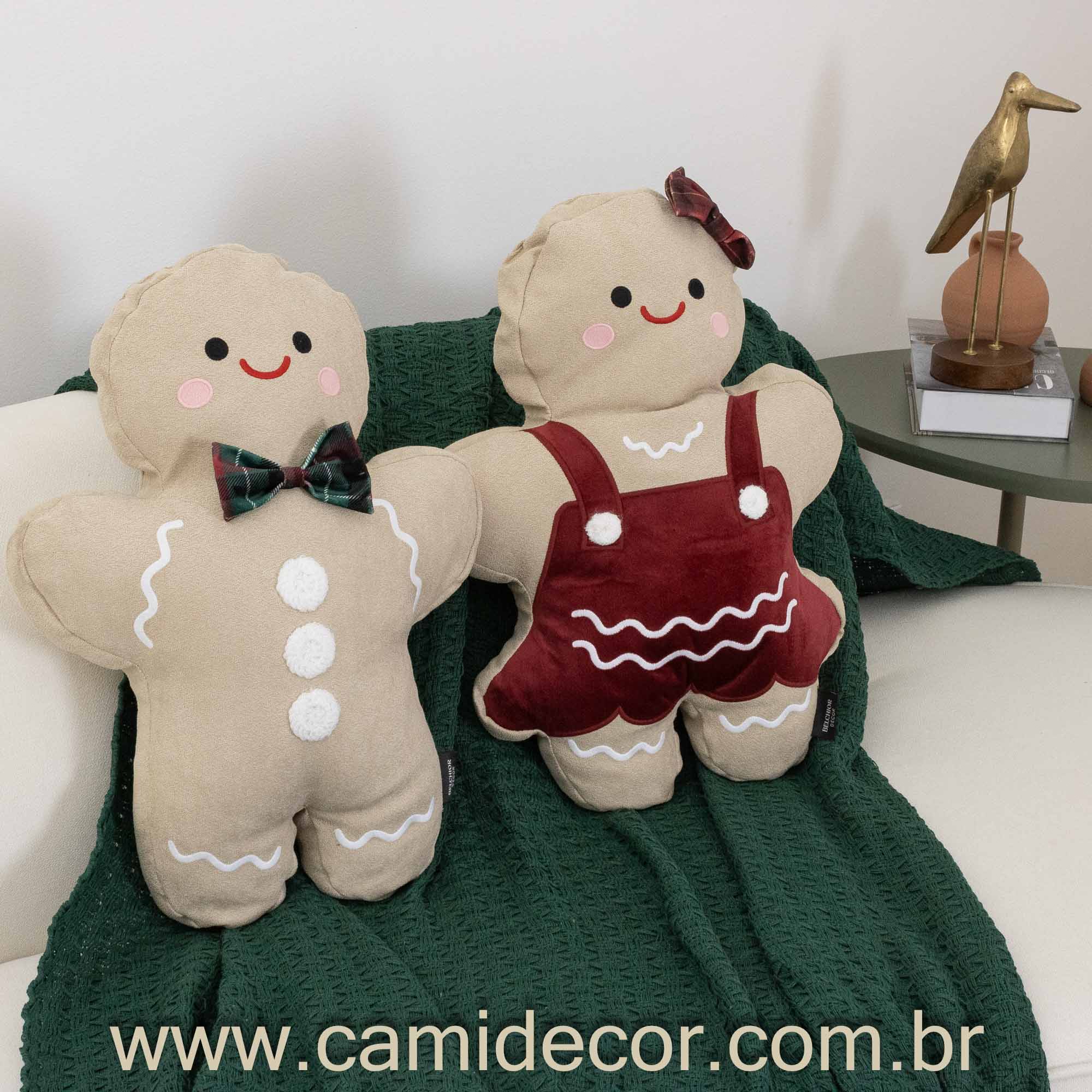 Almofada Natalina GingerBella com Bordado e Aplicação