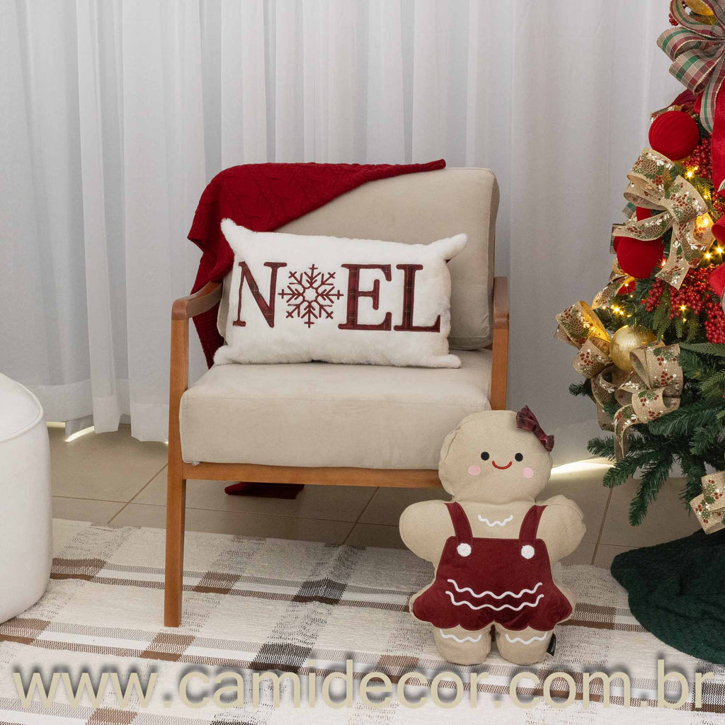 Almofada Natalina GingerBella com Bordado e Aplicação
