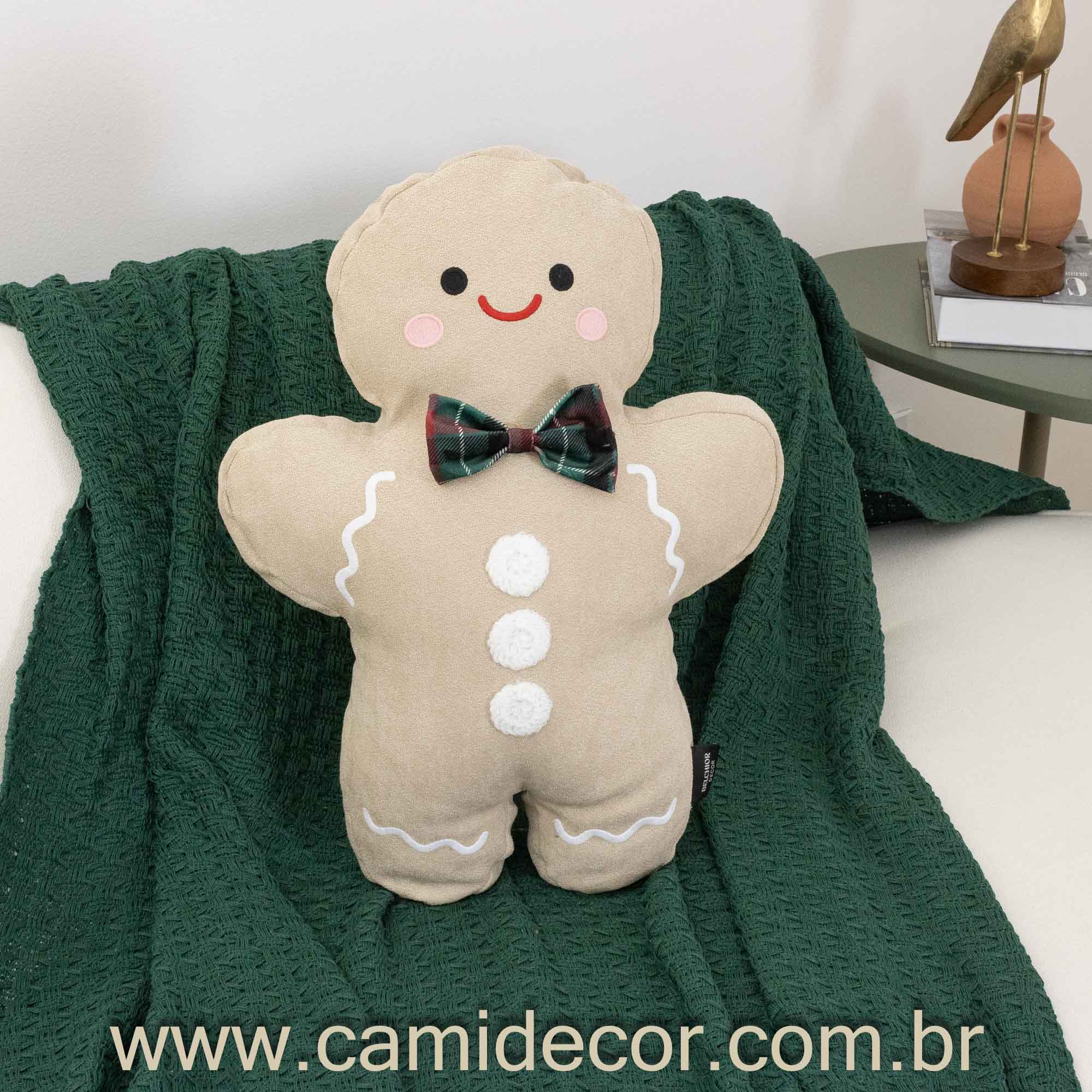 Almofada Natalina GingerBen com Bordado e Aplicação