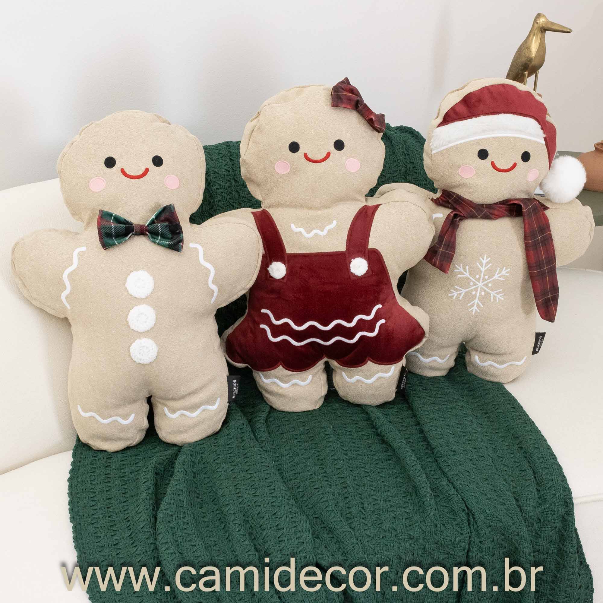 Almofada Natalina GingerBen com Bordado e Aplicação