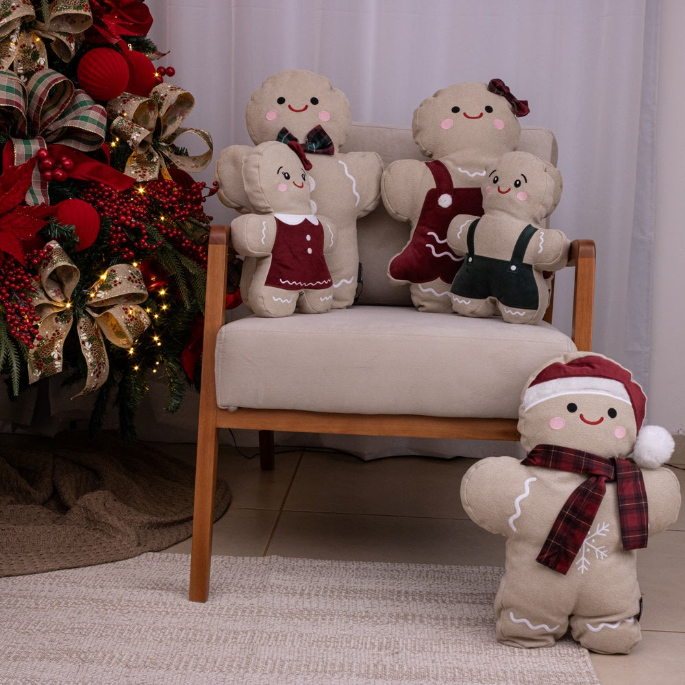 Almofada Natalina GingerBen com Bordado e Aplicação