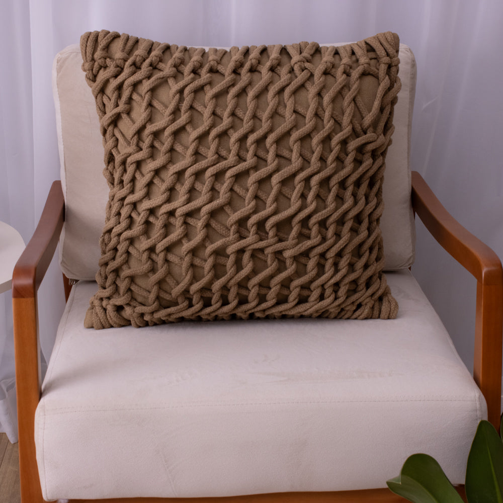 Capa de Almofada Trama Marrom Claro – 50x50 cm