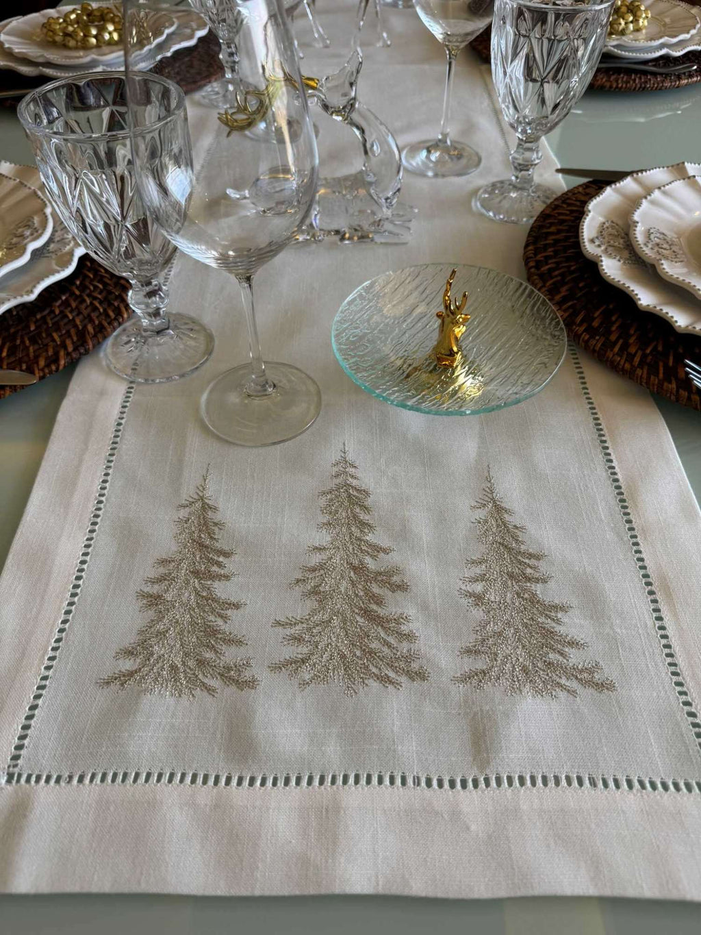 Caminho de Mesa Encanto Natalino Branco - Bordado 40x180 cm