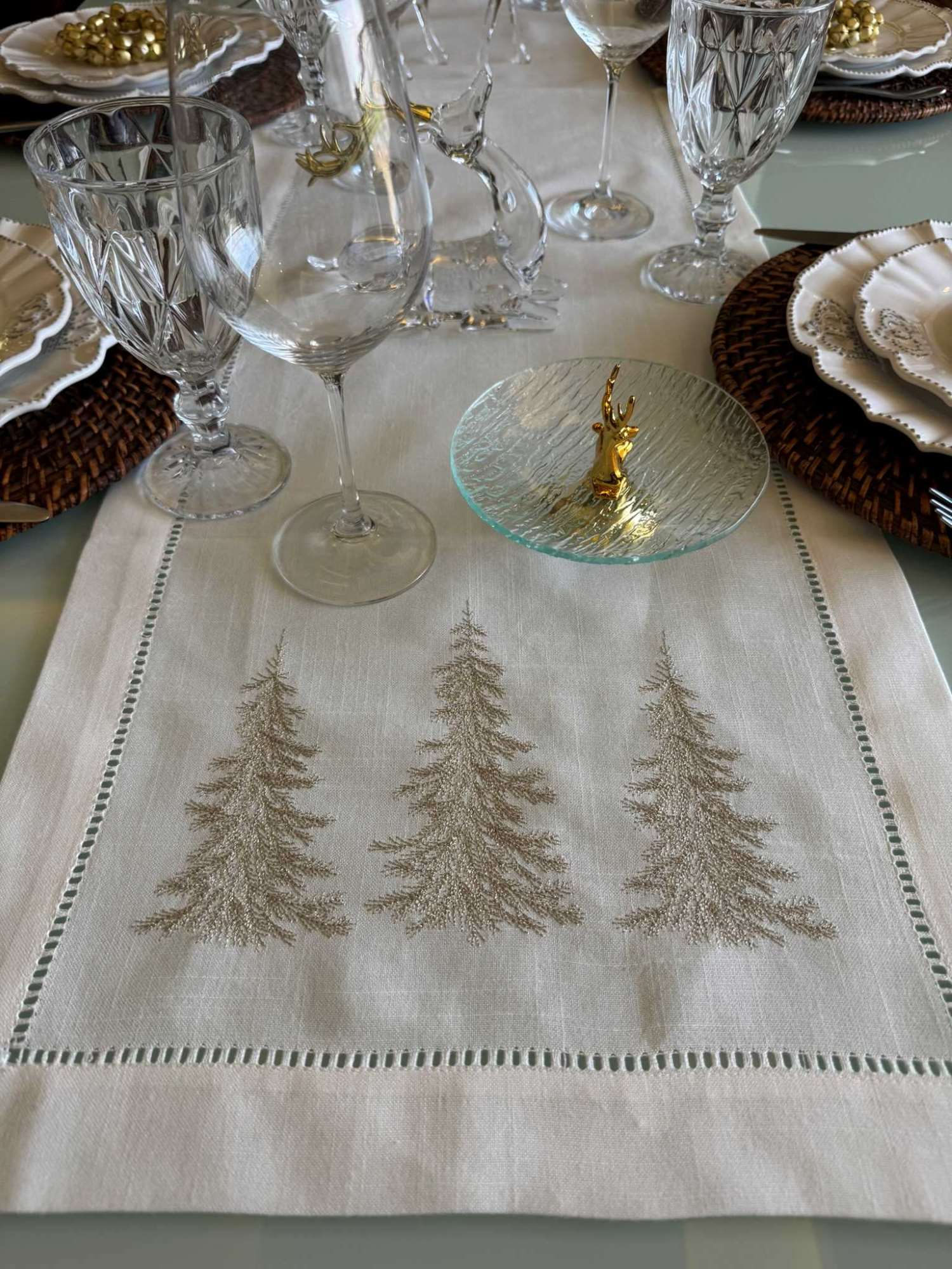 Caminho de Mesa Encanto Natalino Branco - Bordado 40x180 cm