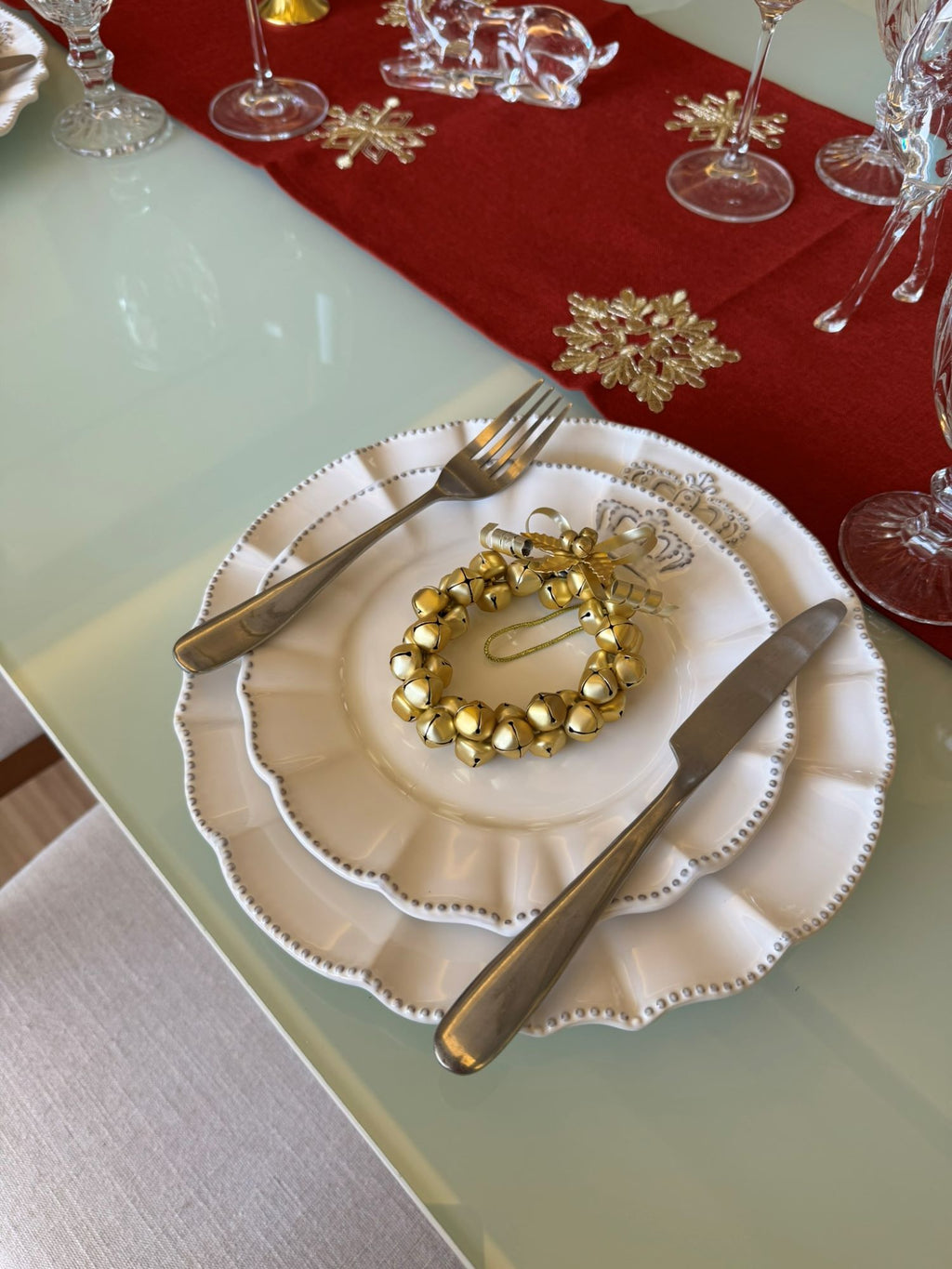 Caminho de Mesa Encanto Natalino Vermelho - Bordado 35x173 cm